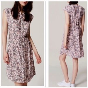 Ann Taylor LOFT Pink And Blue Floral Print Shirt